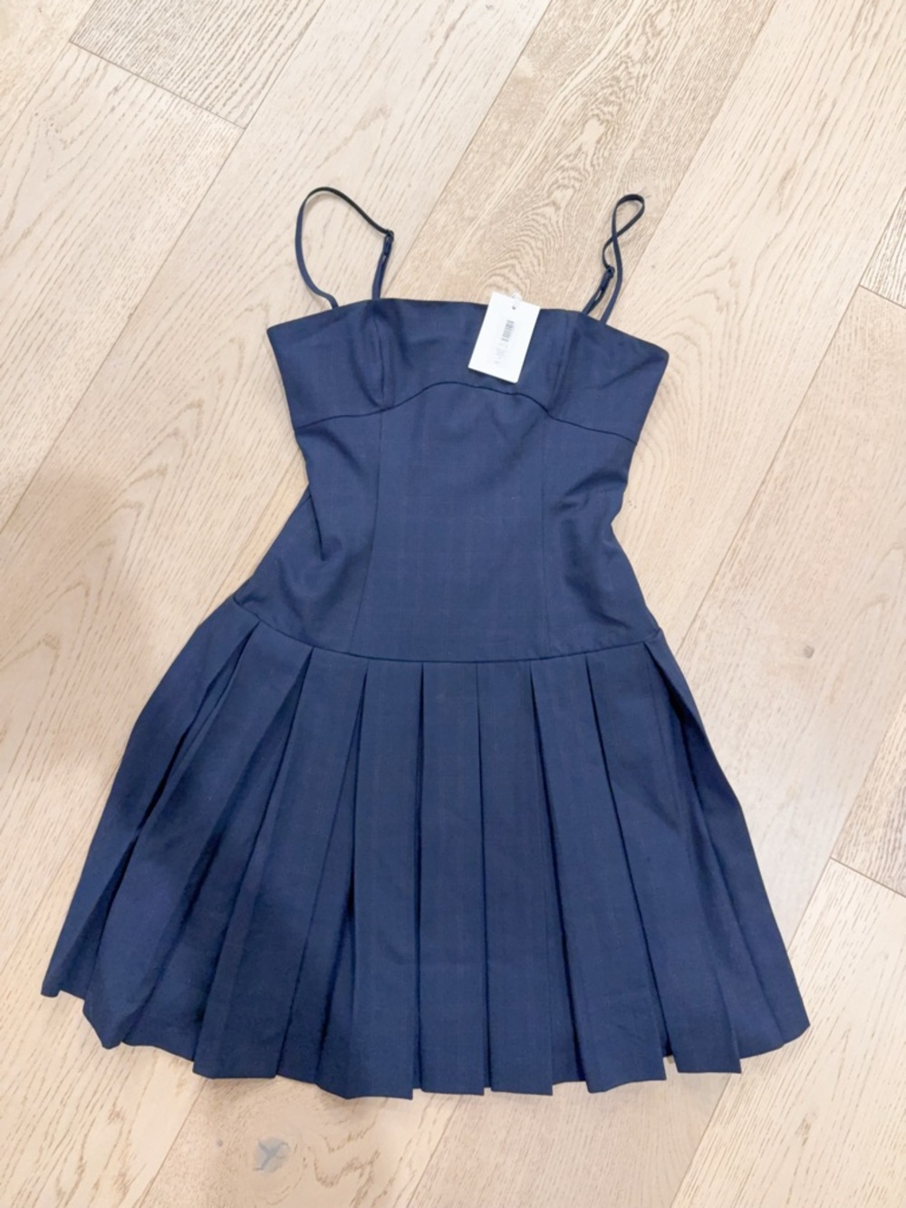 Sunday Best Navy Blue Pleated Mini Dress